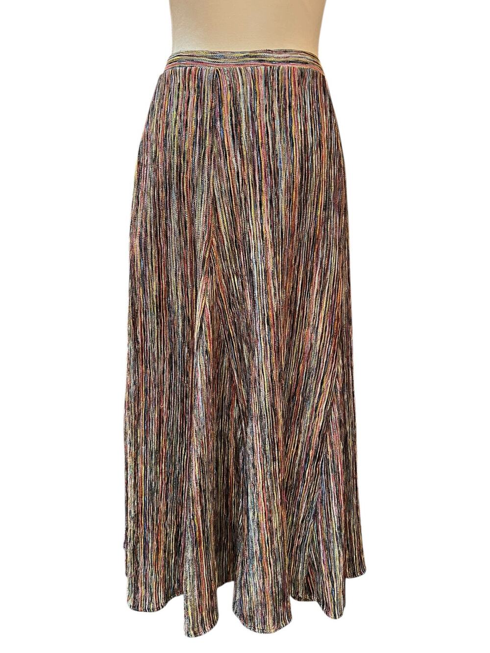 Anthropologie Maeve Freya Pleated Midi Skirt Multicolor Striped Boho Casual XS